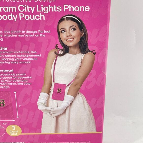 Bebe Pink Monogram City Lights Phone Crossbody Pouch Vegan Leather New - Picture 13 of 14